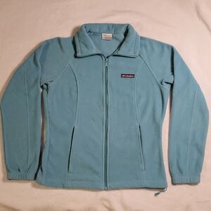 Columbia Women's Light Teal Full Zip Fleece Jacket Pockets Size M EUC Fast Ship